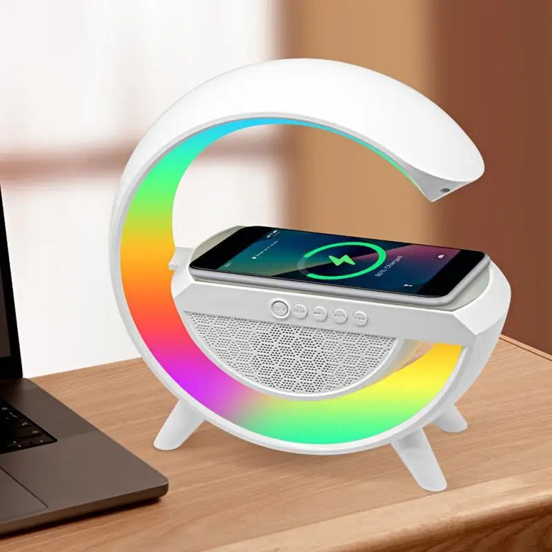 Caixa de som G-Speaker Carregador sem fio Bluetooth RGB Candeeiro de mesa LED Atmosfera