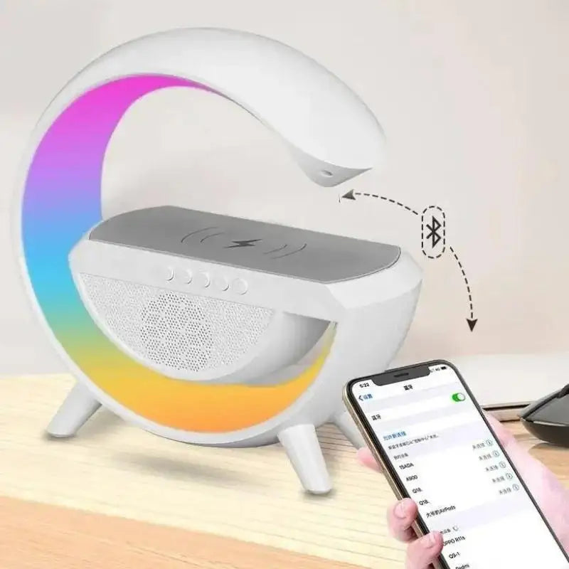 Caixa de som G-Speaker Carregador sem fio Bluetooth RGB Candeeiro de mesa LED Atmosfera